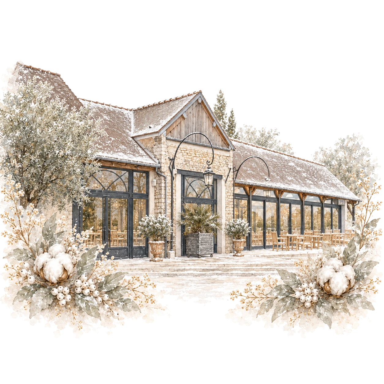 Illustration hivernale du Clos de l’Orangerie