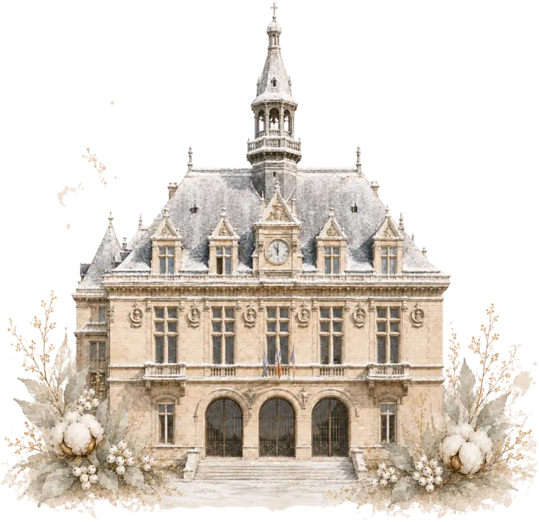 Illustration hivernale de la Mairie de Vincennes